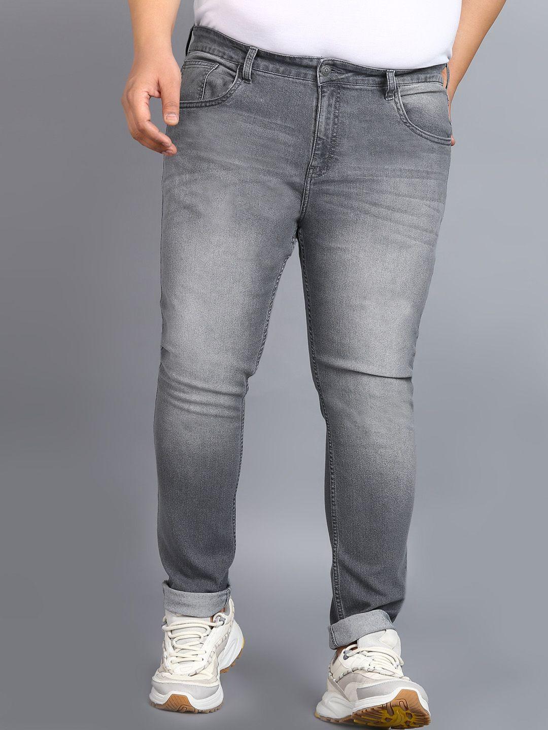 urbano plus men grey slash knee heavy fade stretchable jeans