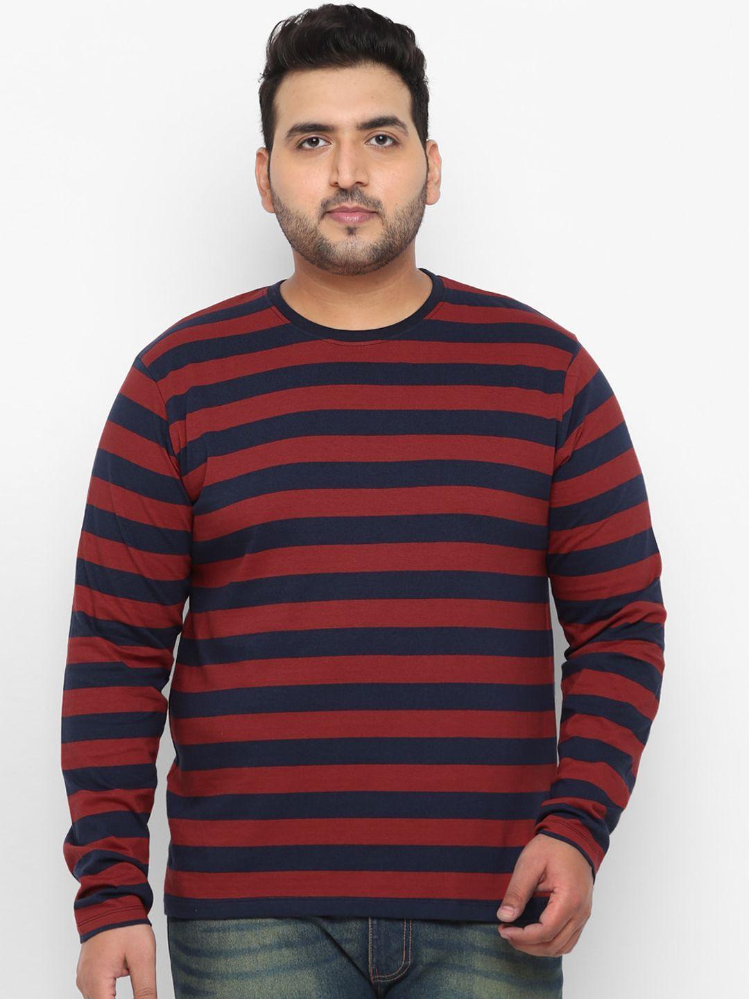 urbano plus men red striped round neck t-shirt