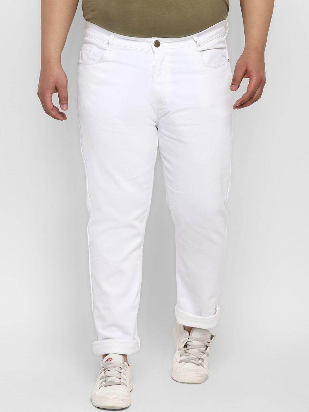 urbano plus men white regular fit stretchable jeans