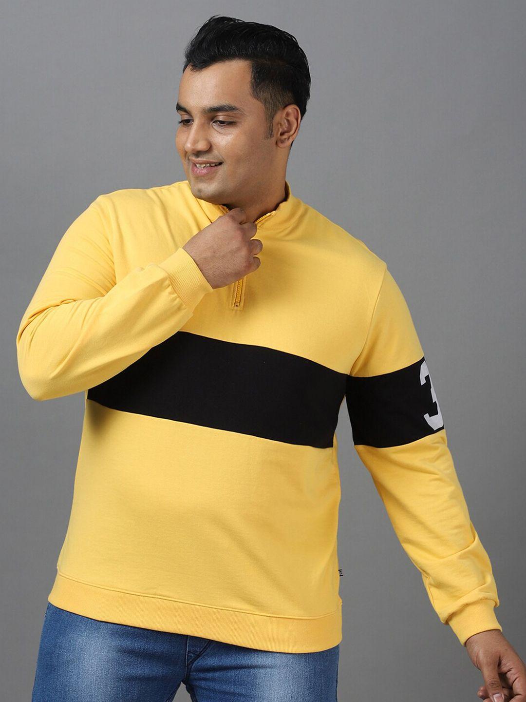 urbano plus size mock collar colourblocked half zipper pullover sweatshirt