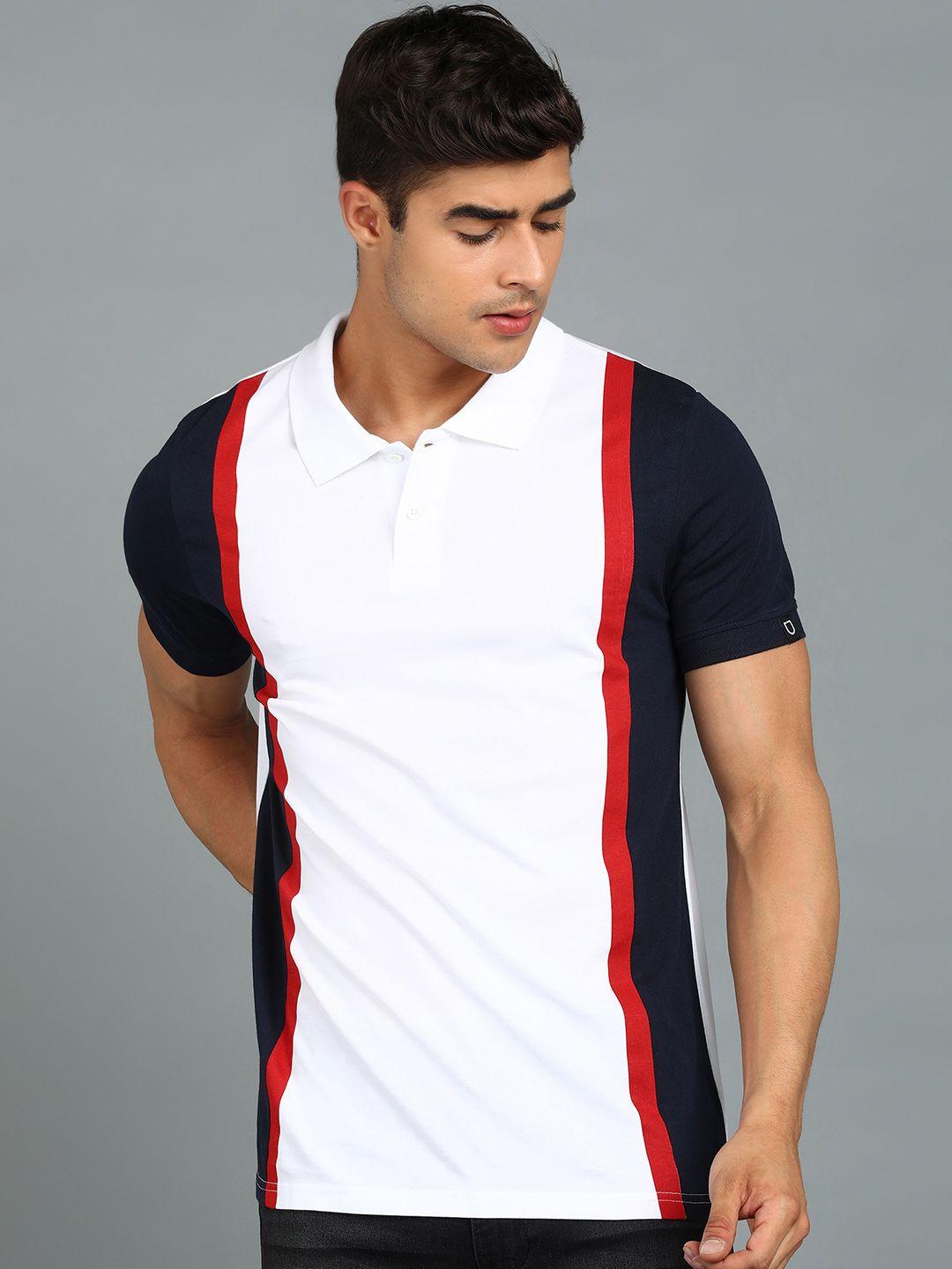 urbano fashion colourblocked polo collar pure cotton slim fit t-shirt