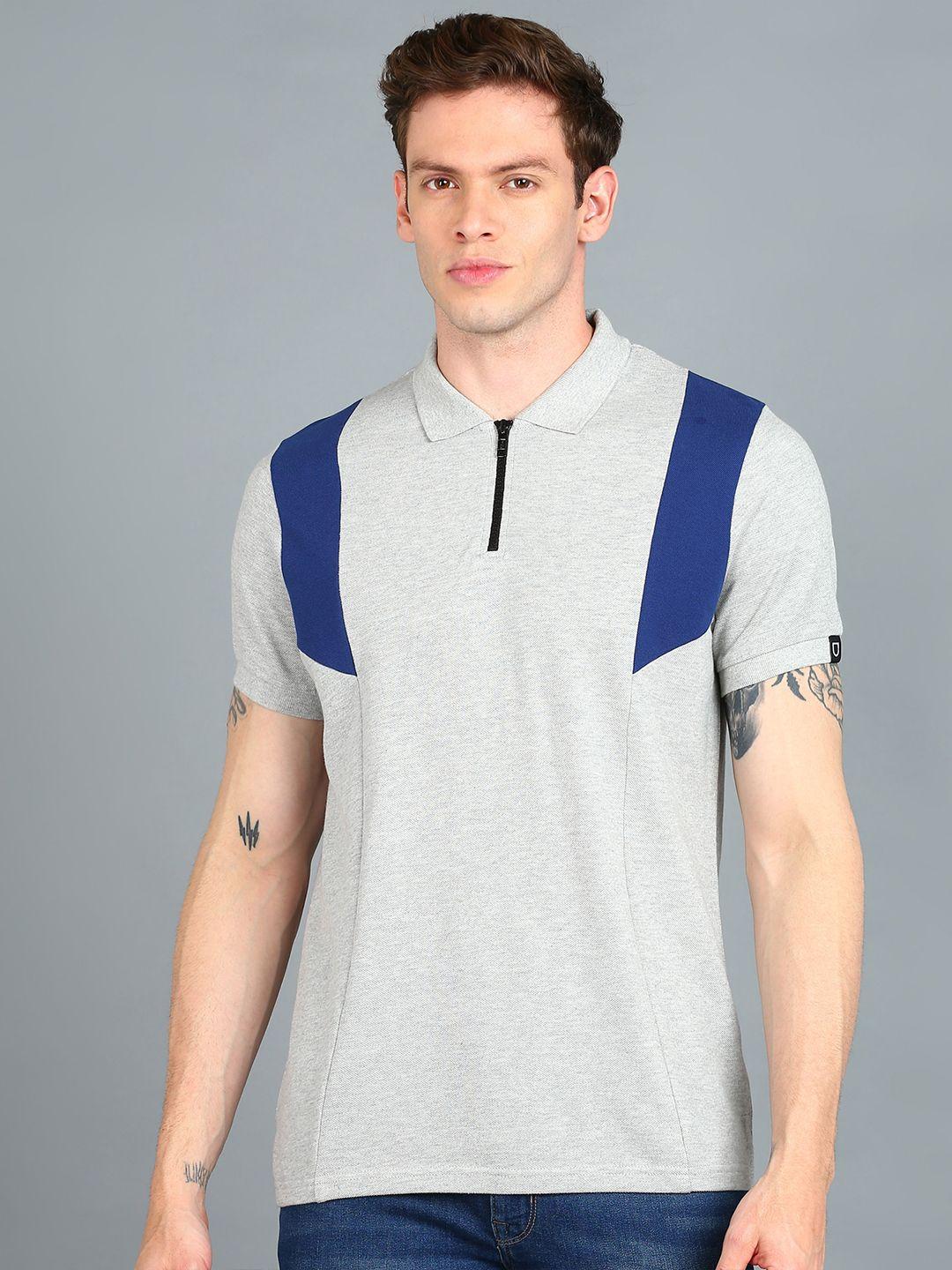 urbano fashion colourblocked polo collar slim fit cotton t-shirt