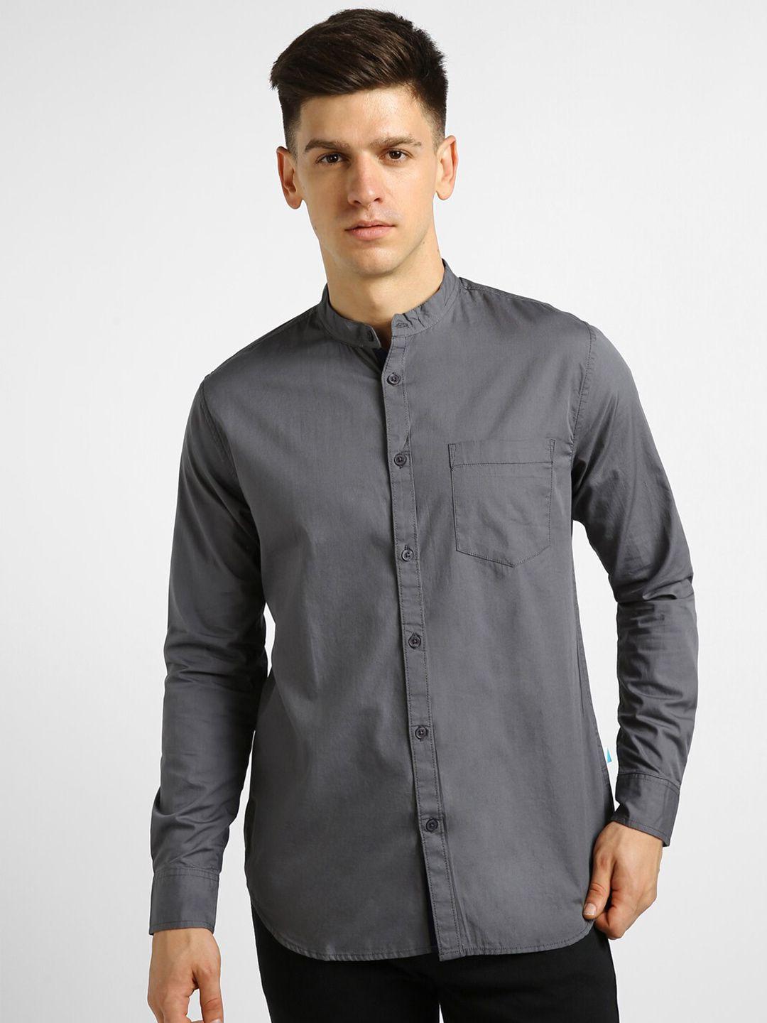 urbano fashion mandarin collar slim fit casual pure cotton shirt