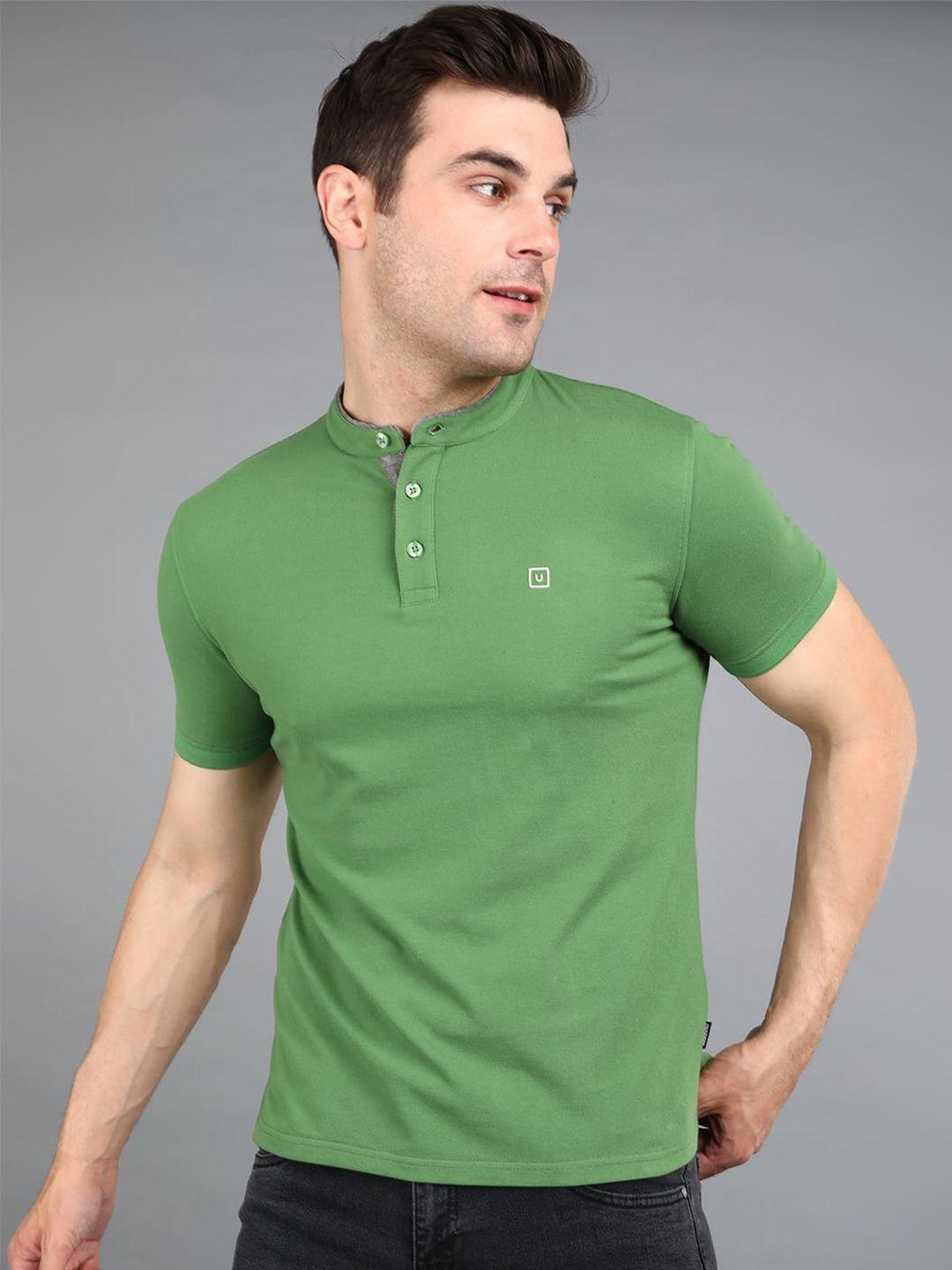 urbano fashion mandarin collar slim fit cotton t-shirt