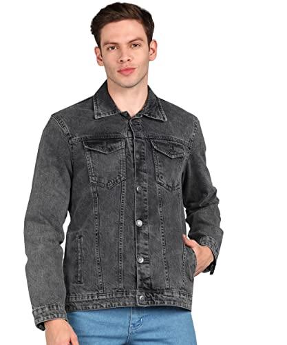 urbano fashion men's grey regular fit washed full sleeve denim jacket (jakt-denim-uf58-grey-38)