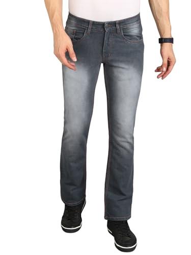 urbano fashion men's grey washed bootcut jeans stretchable (bootjeanspr-mgrey-38)