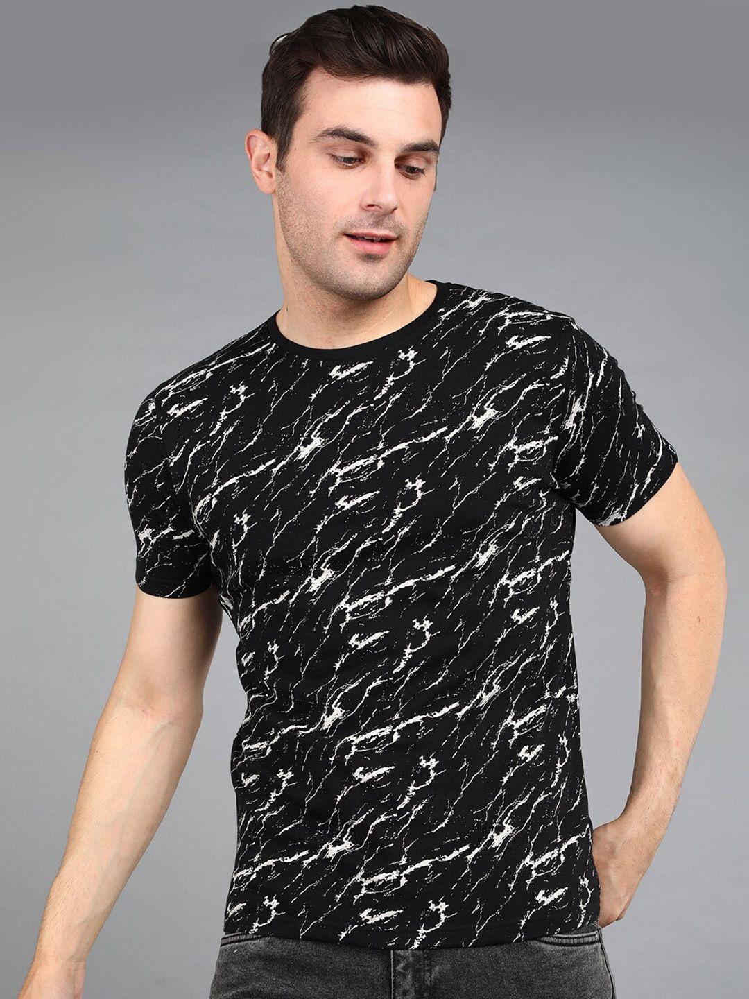 urbano fashion men black printed pockets slim fit t-shirt