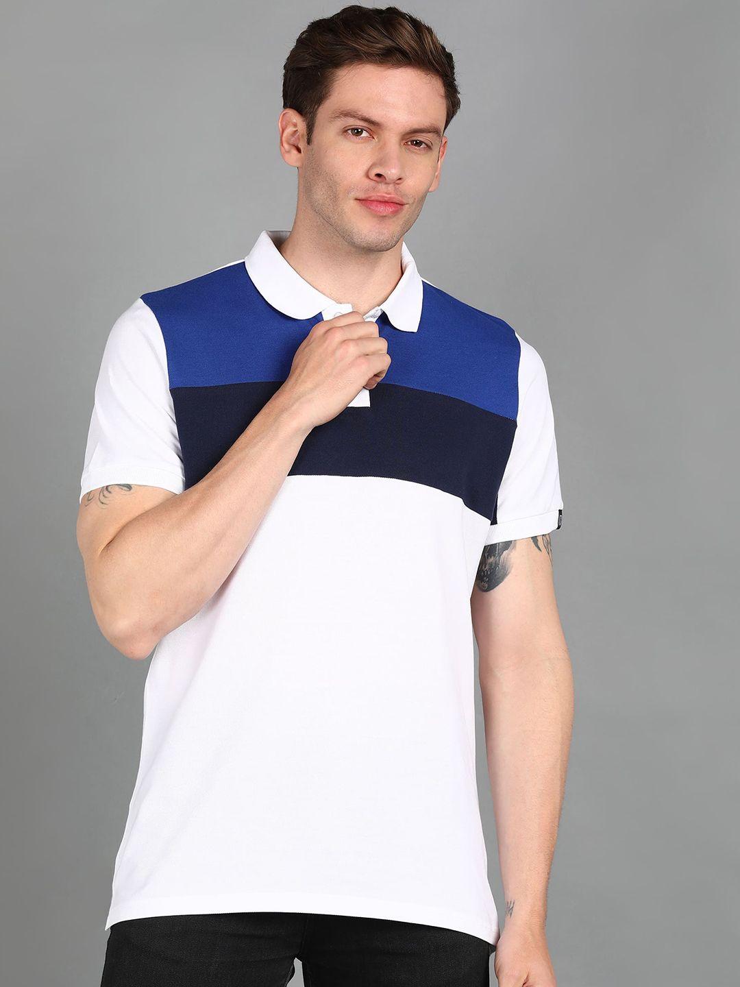 urbano fashion men colourblocked polo collar cotton t-shirt