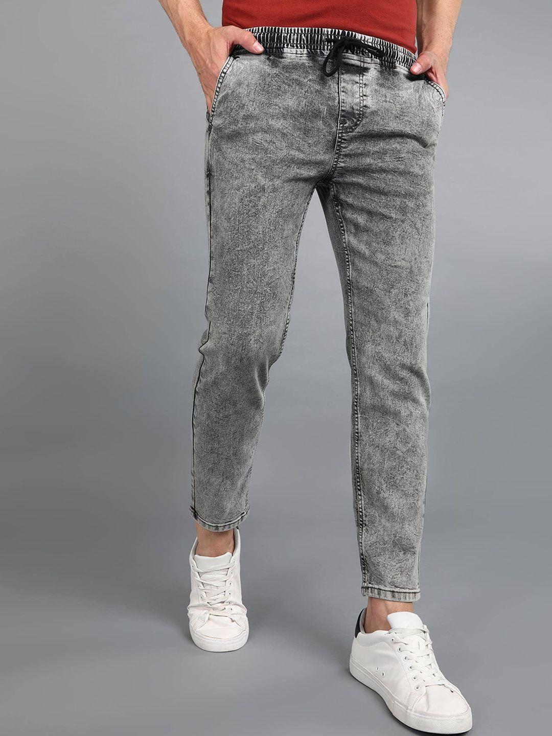 urbano fashion men grey mildly distressed heavy fade stretchable jeans