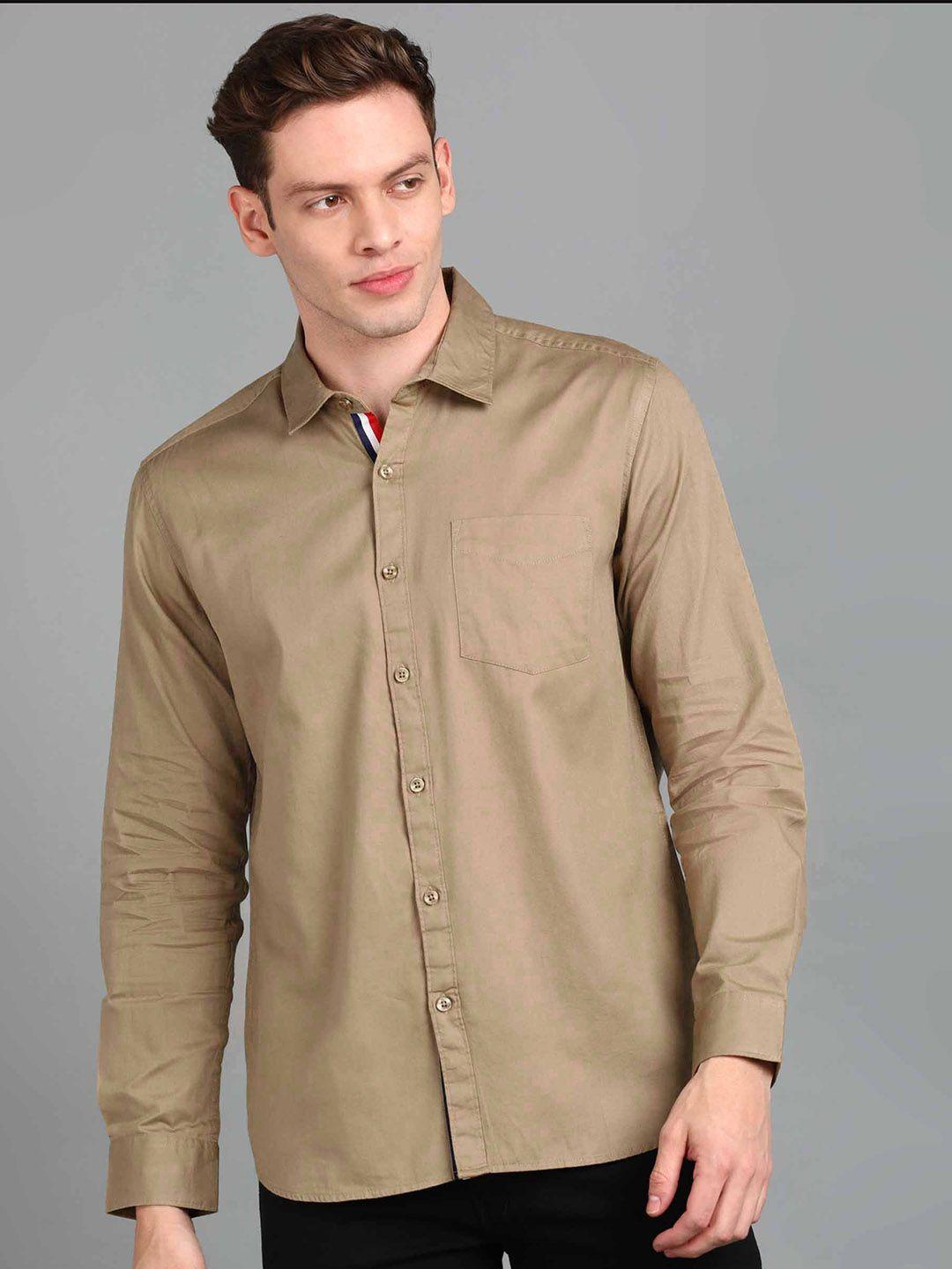 urbano fashion men khaki slim fit opaque casual shirt
