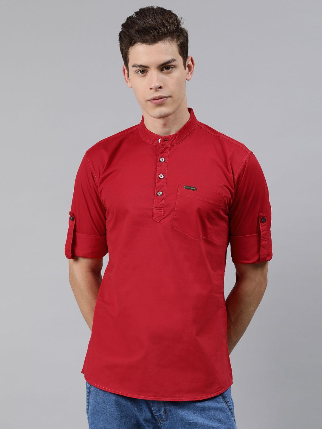 urbano fashion men red slim fit solid casual shirt