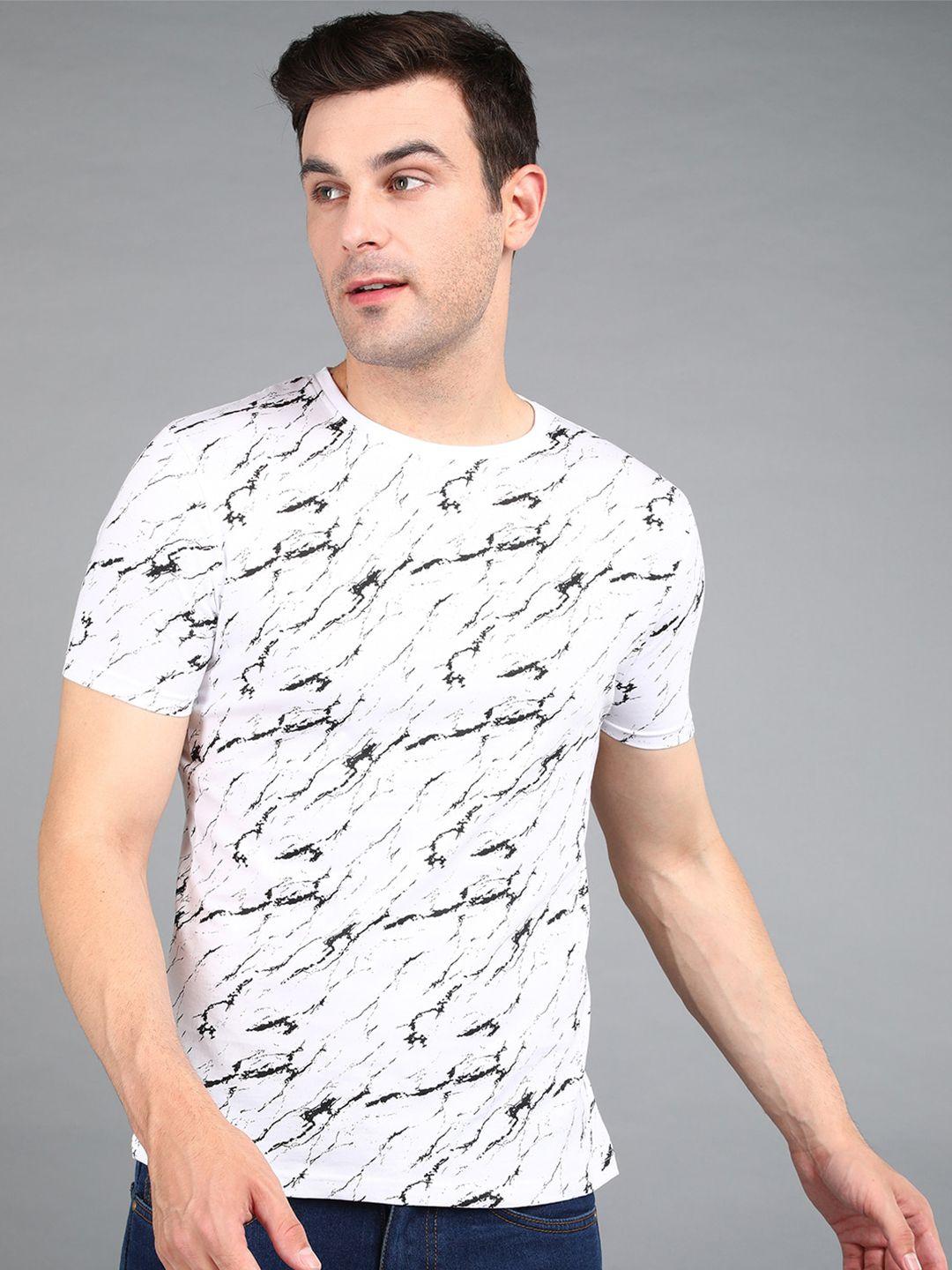 urbano fashion men white printed pockets slim fit t-shirt