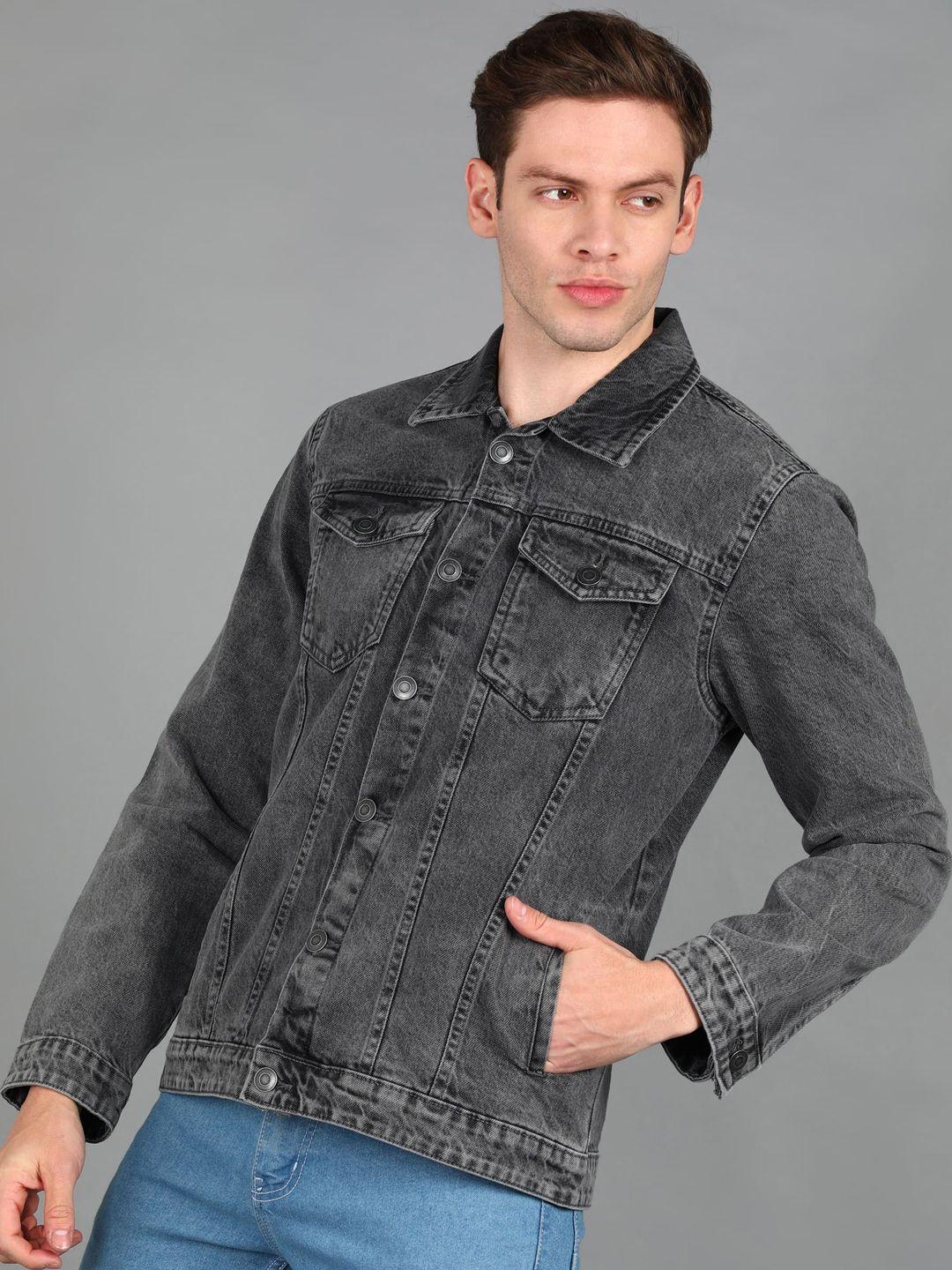urbano fashion regular fit washed full sleeve denim jacket