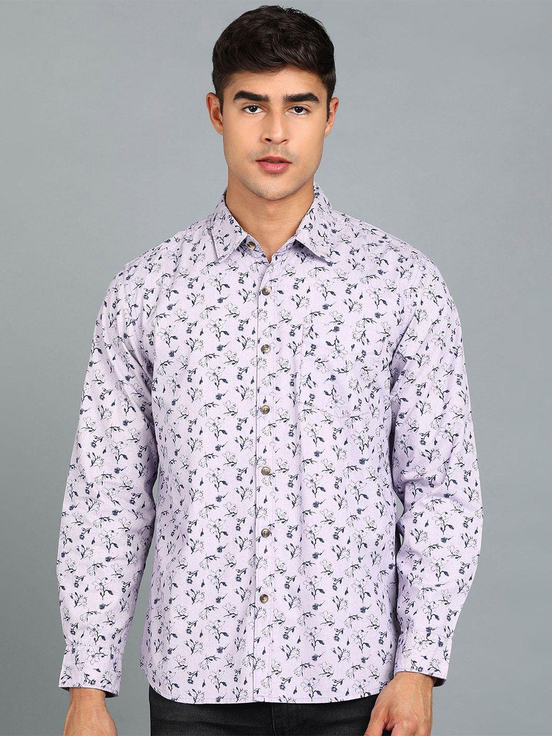 urbano fashion slim fit floral printed pure cotton casual shirt