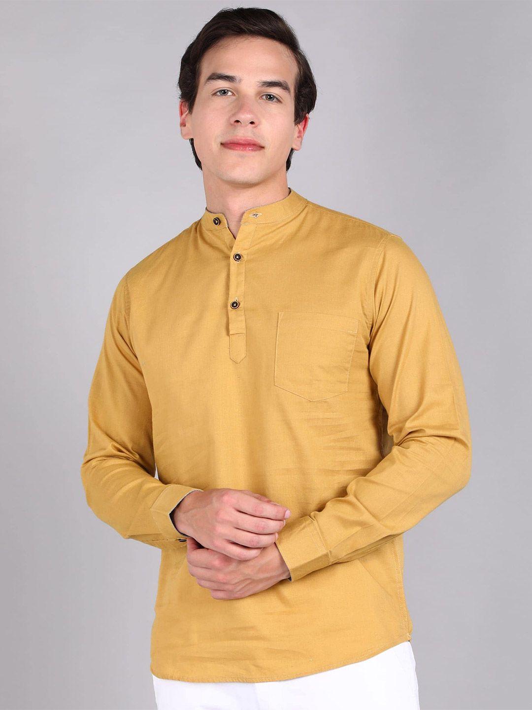 urbano fashion slim fit mandarin collar pure cotton casual shirt