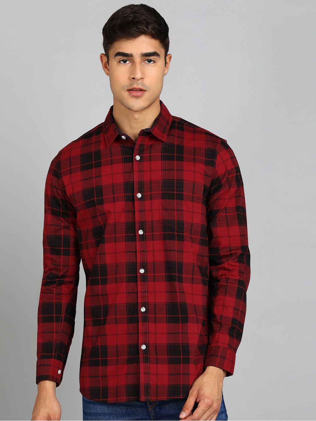 urbano fashion slim fit tartan checked casual pure cottonshirt