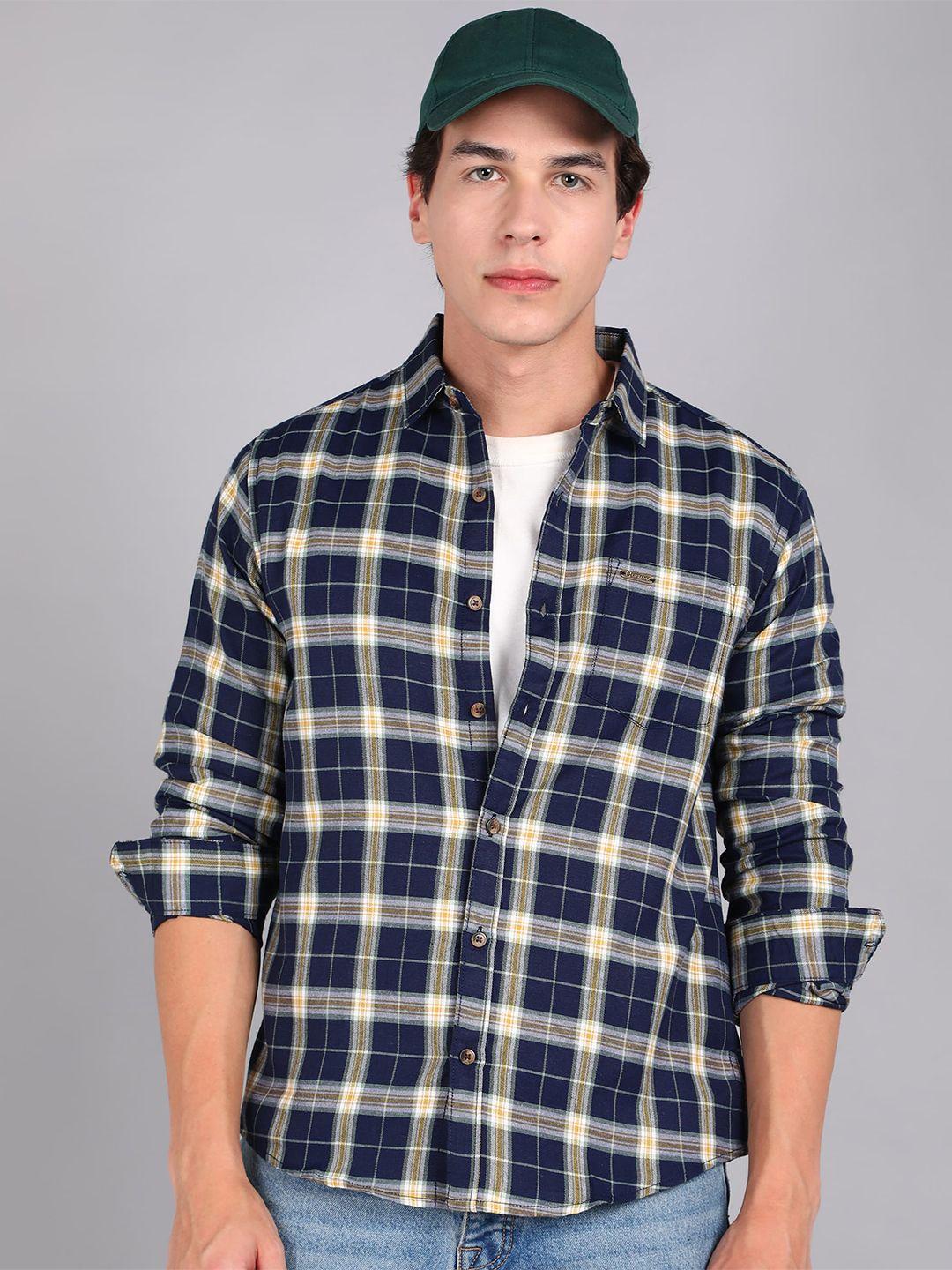 urbano fashion slim fit tartan checks checked cotton casual shirt