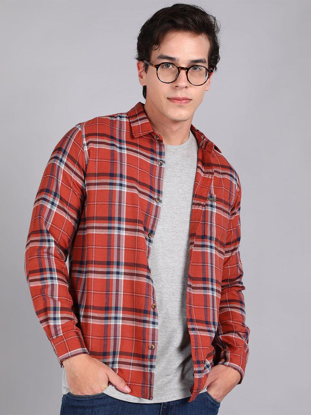 urbano fashion slim fit tartan checks checked cotton casual shirt