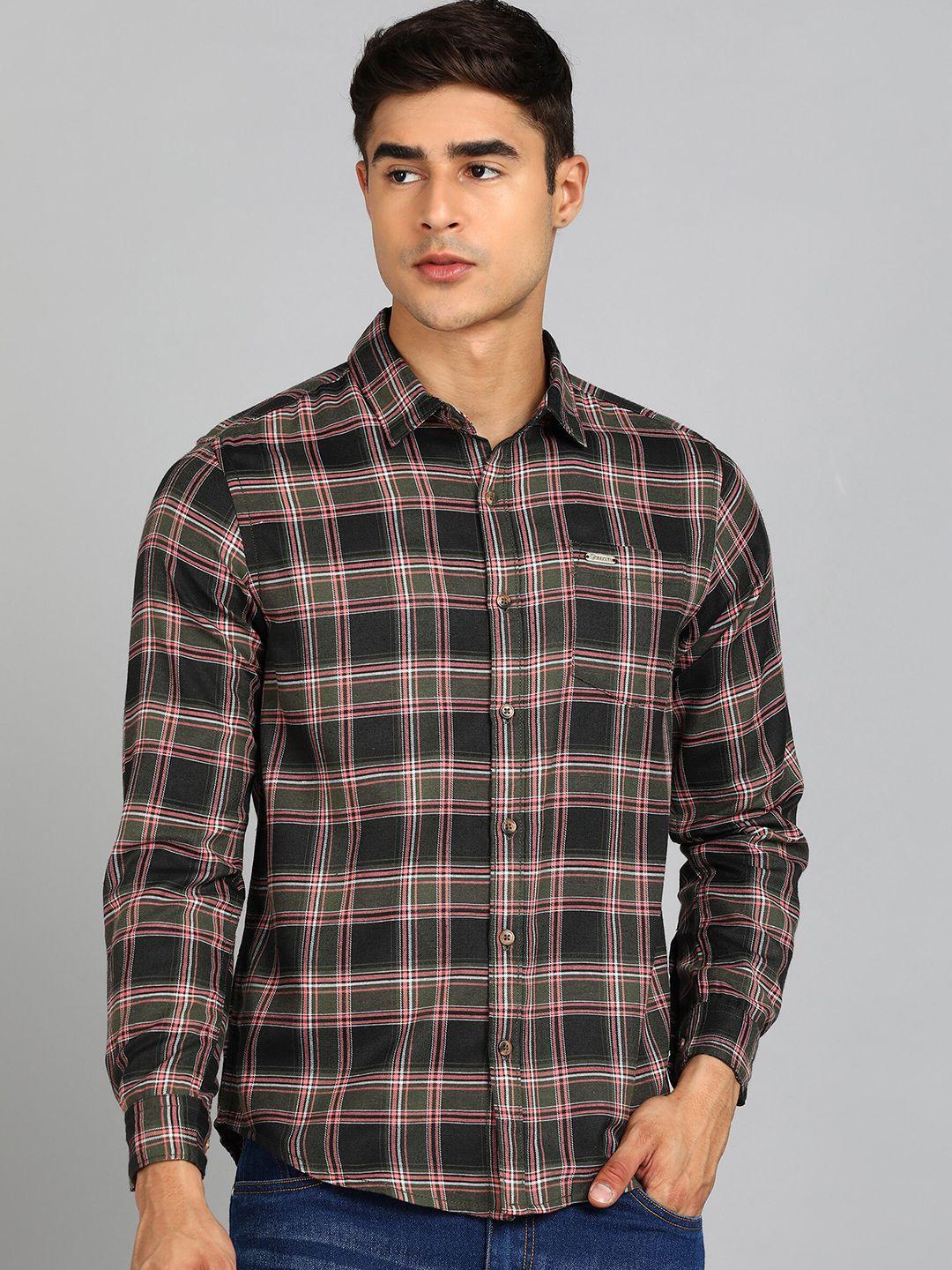 urbano fashion slim fit tartan checks opaque checked casual shirt