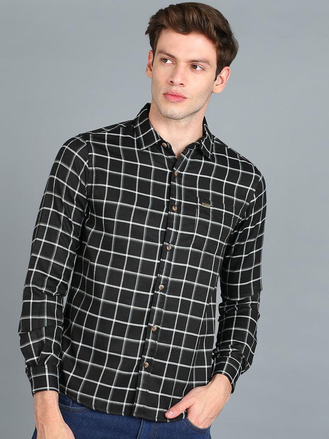 urbano fashion slim fit windowpane checks checked cotton casual shirt