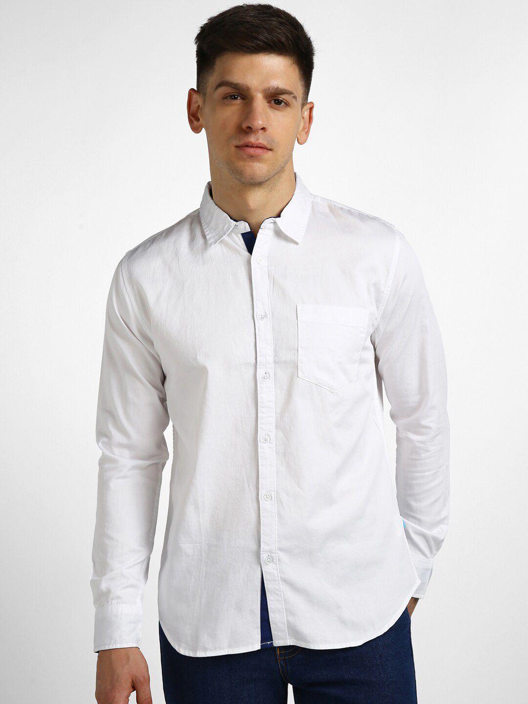 urbano fashion spread collar slim fit casual cotton shirt