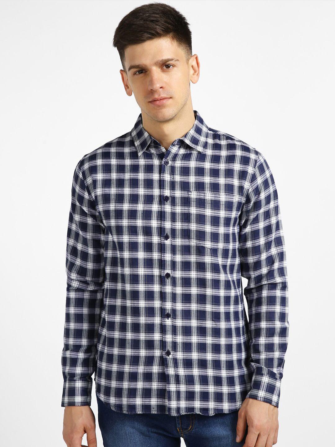 urbano fashion tartan checked slim fit casual shirt