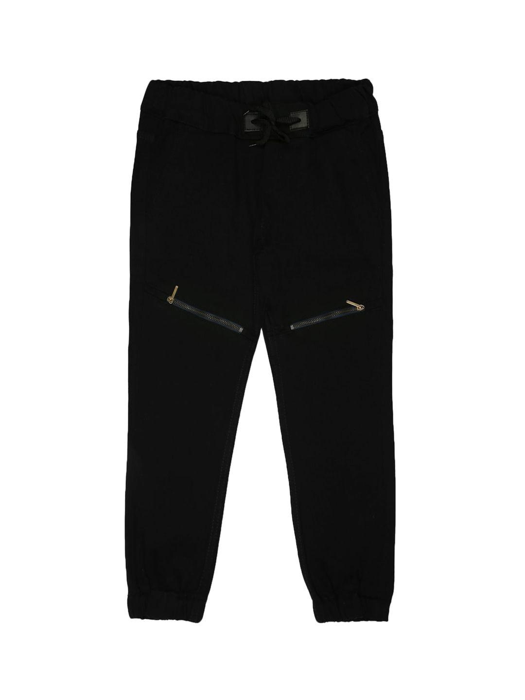urbano juniors boys black slim fit joggers trousers