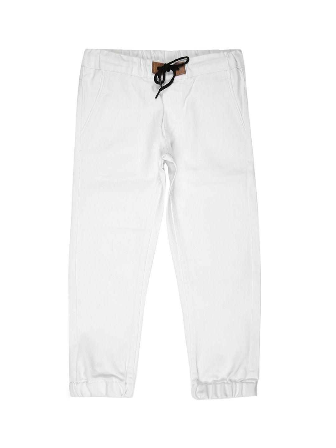 urbano juniors boys white slim fit chinos trousers