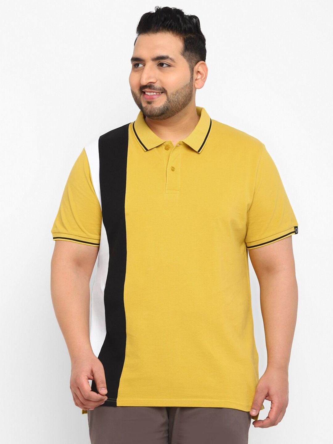 urbano plus colourblocked polo collar cotton t-shirt