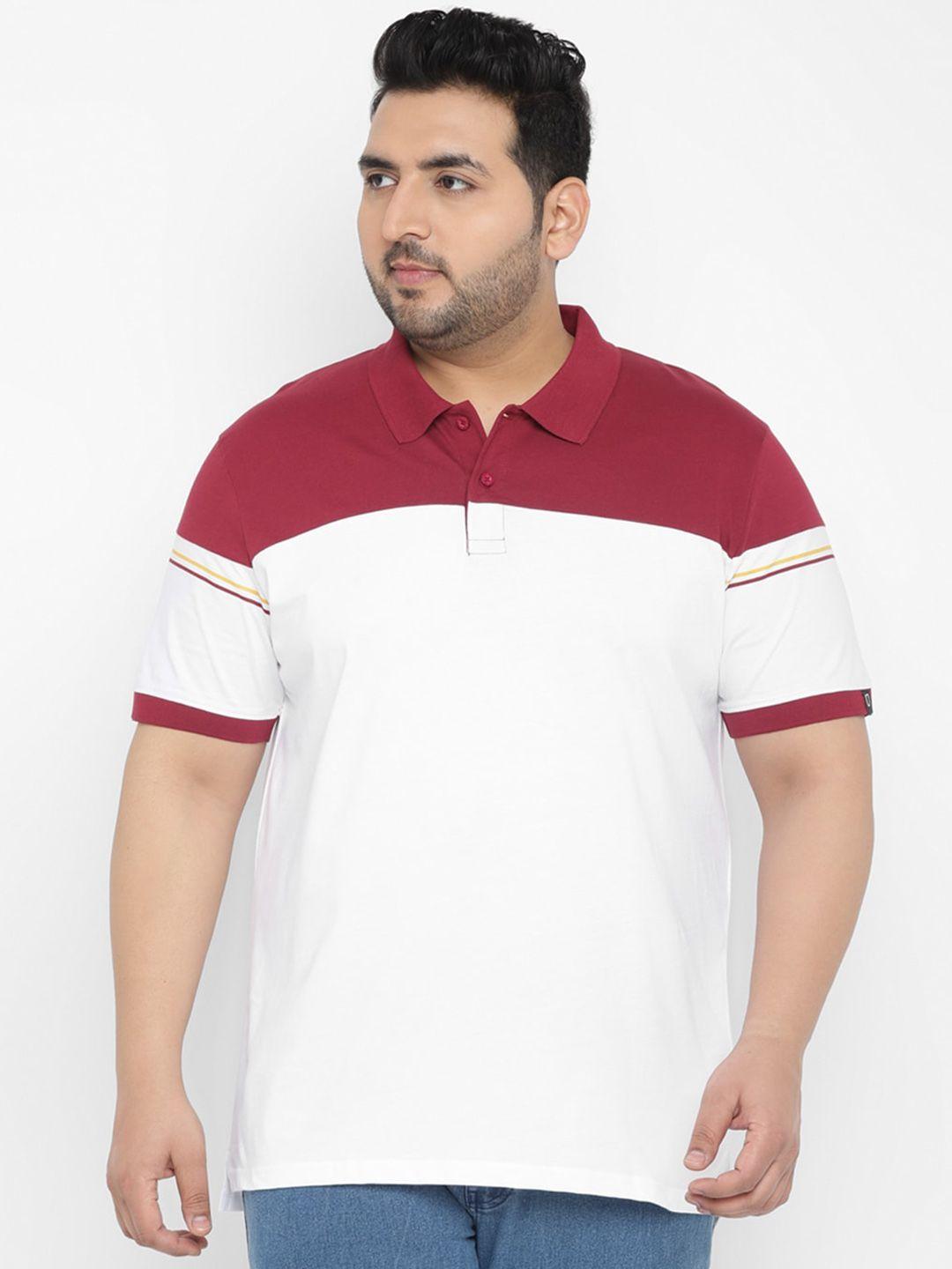 urbano plus colourblocked polo collar pure cotton t-shirt