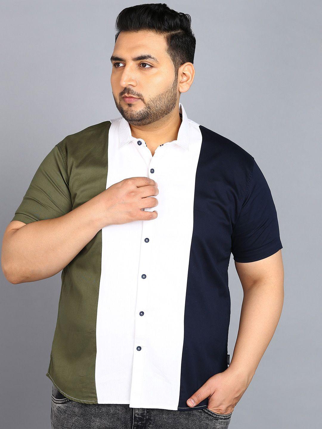 urbano plus colourblocked pure cotton casual shirt