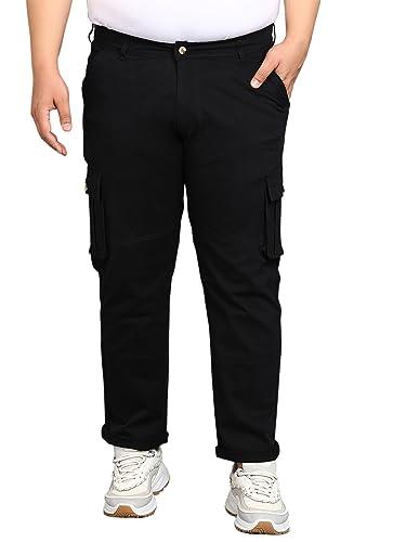 urbano plus men's black regular fit solid cargo chino pant with 6 pockets (pluschicargop-04-black-44)