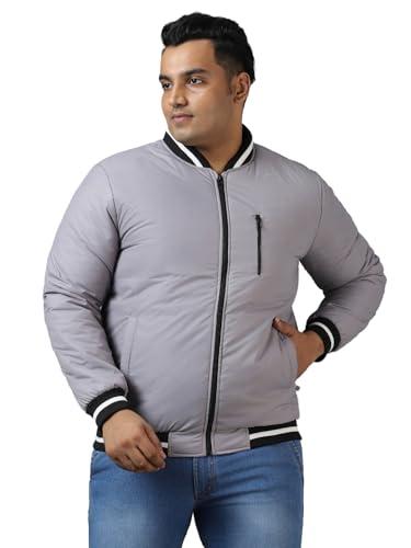 urbano plus men's grey full sleeve zippered bomber jacket (plusjaktp-bomb-01d-lgrey-3xl)