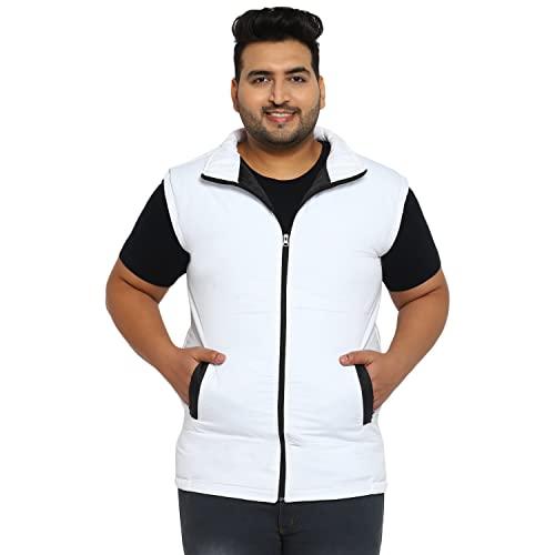 urbano plus men's white sleeveless zippered puffer jacket (plusjaktp-puff-slvless-white-5xl)