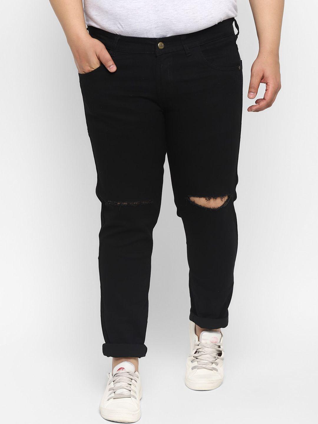 urbano plus men black slash knee jeans