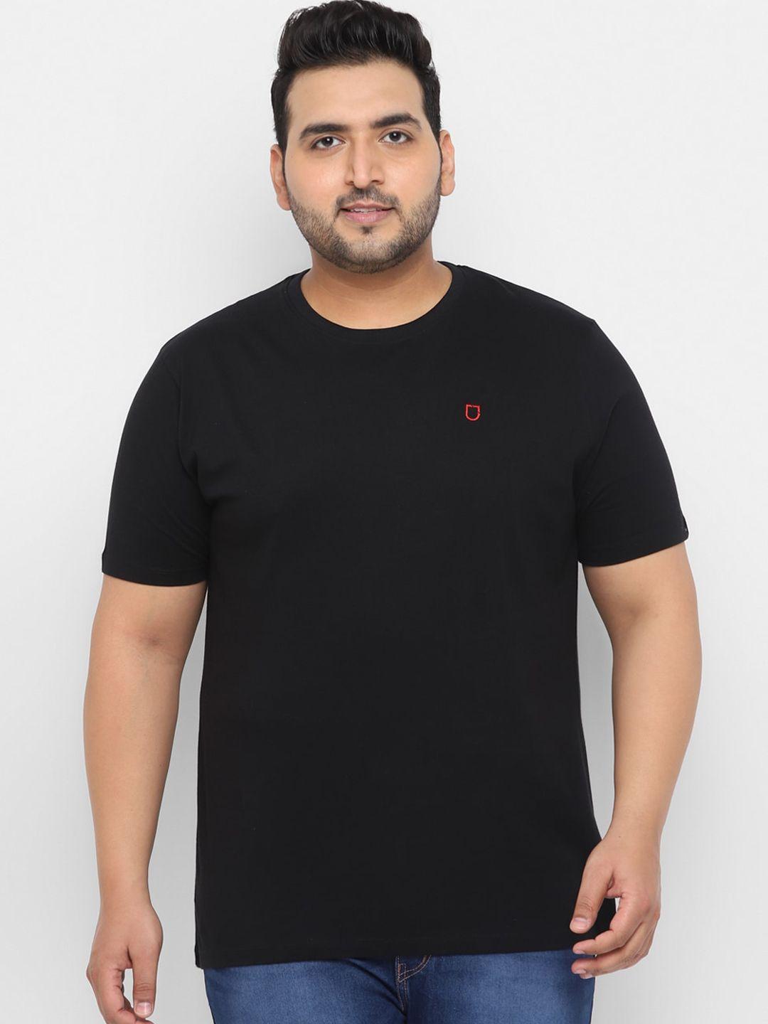 urbano plus men black solid cotton round neck pure cotton t-shirt