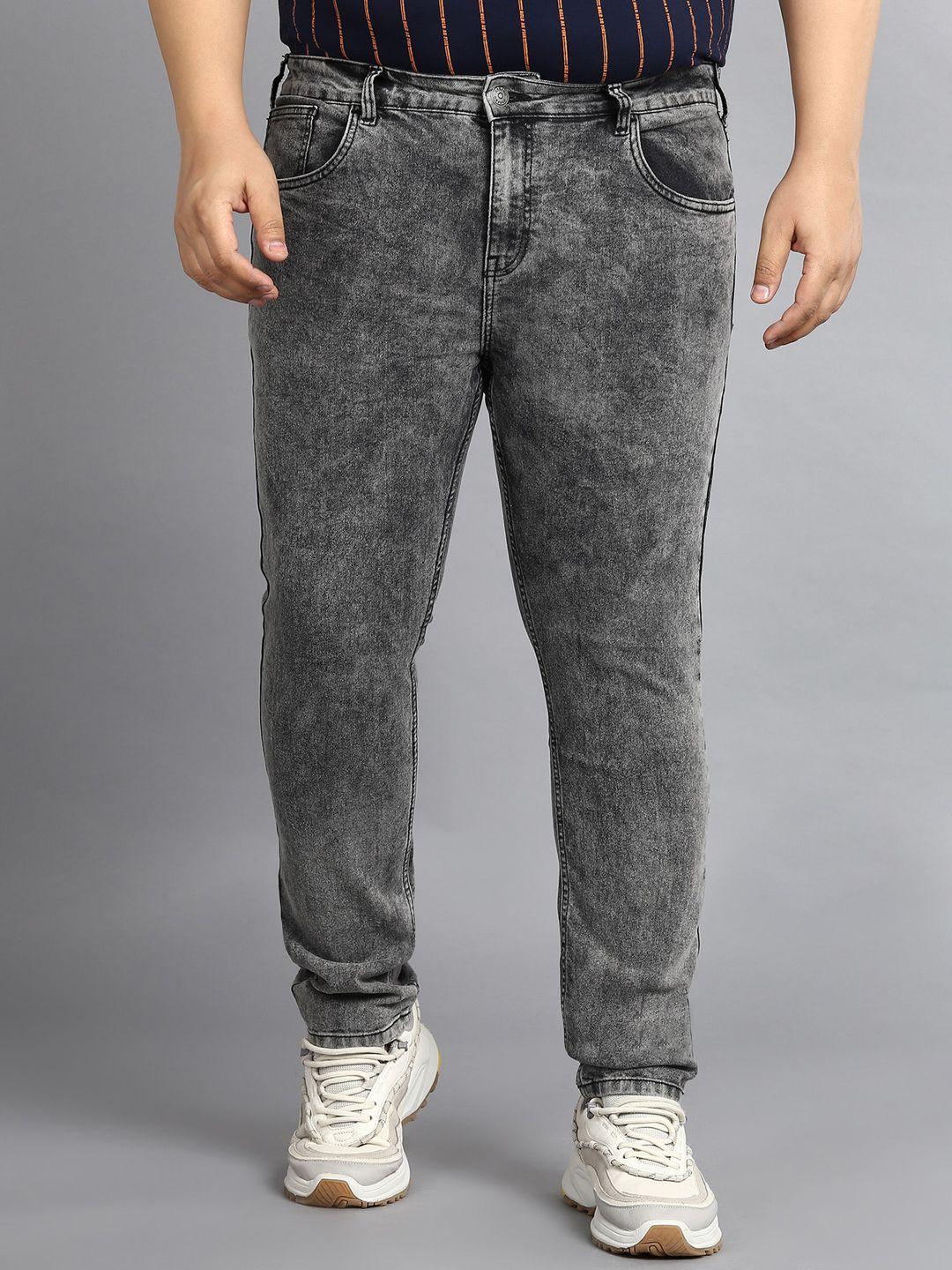 urbano plus men grey heavy fade stretchable jeans