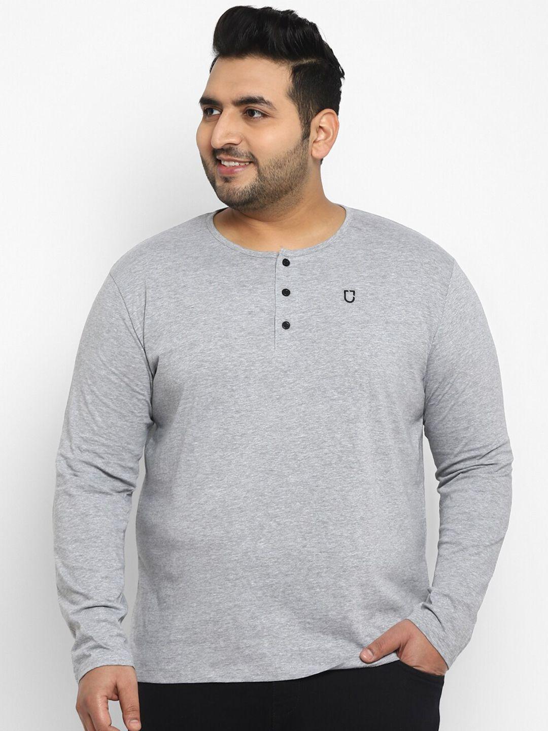 urbano plus men grey henley neck t-shirt