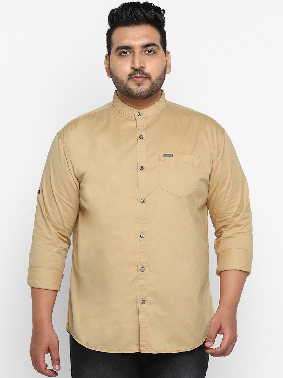 urbano plus men khaki regular fit solid casual shirt