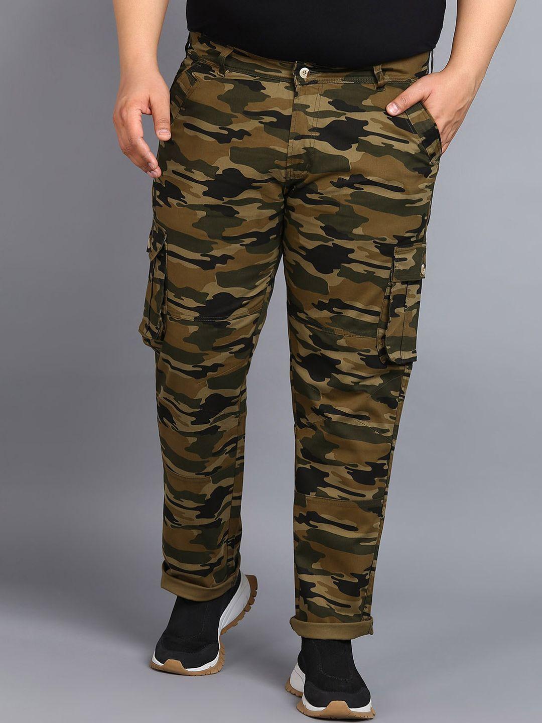 urbano plus men mid rise camouflage printed cotton cargos