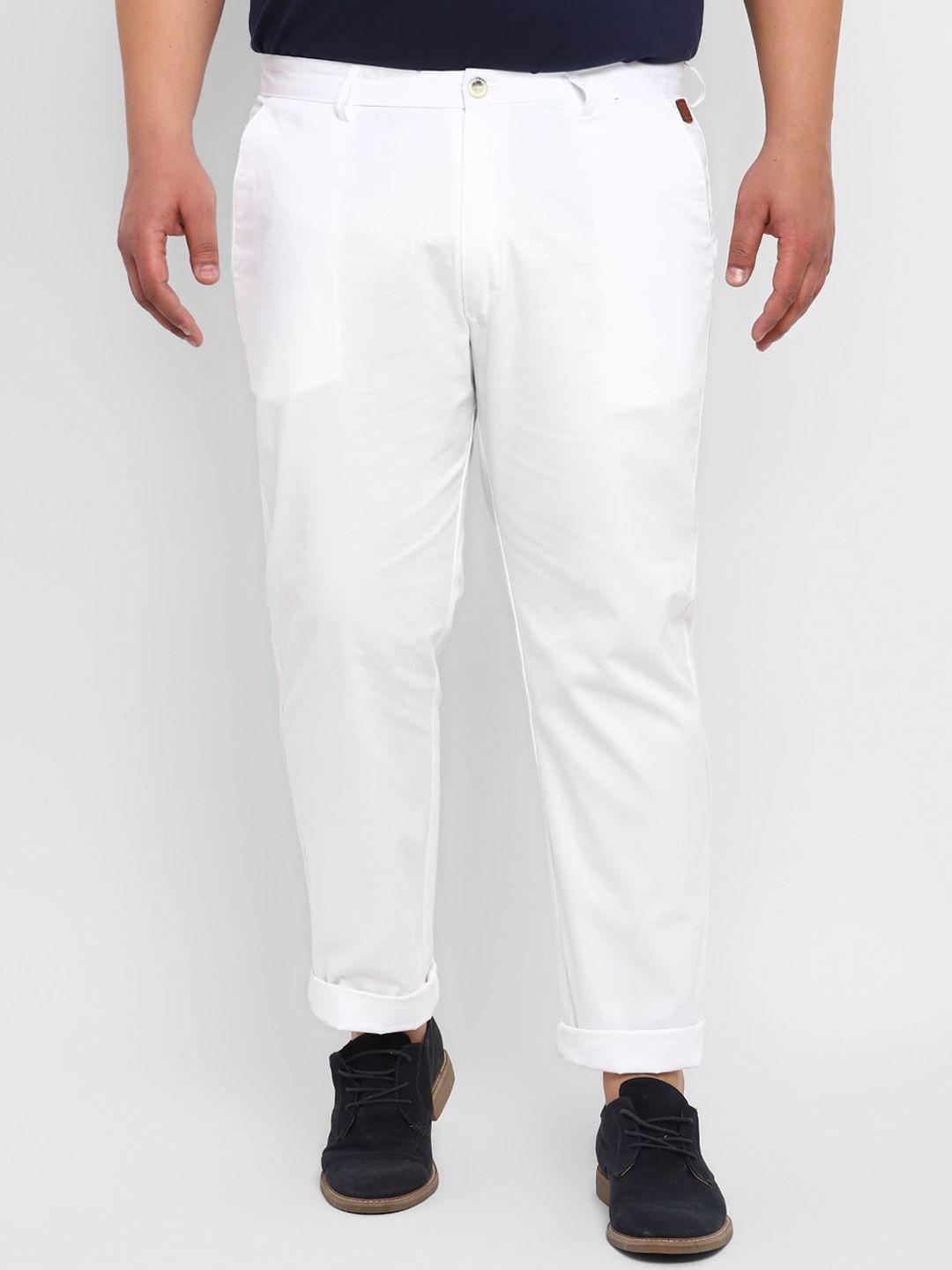 urbano plus men mid rise pure cotton chinos trousers