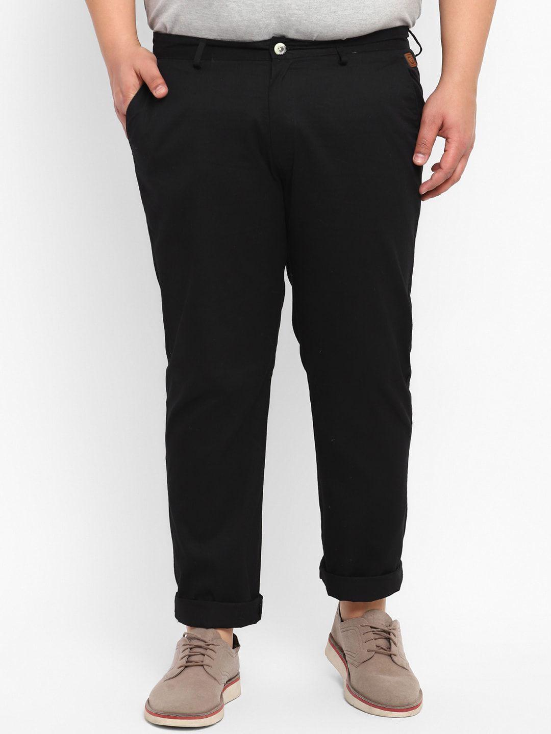 urbano plus men mid rise pure cotton chinos trousers