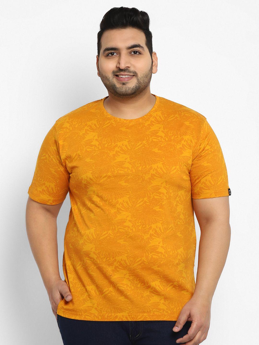 urbano plus men plus size yellow cotton t-shirt