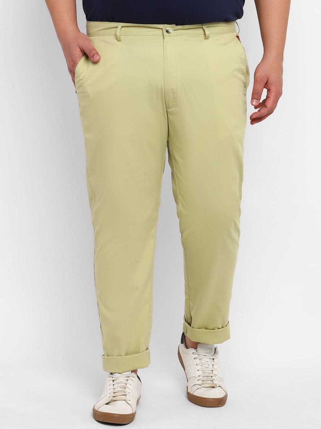 urbano plus men regular fit mid-rise pure cotton chinos