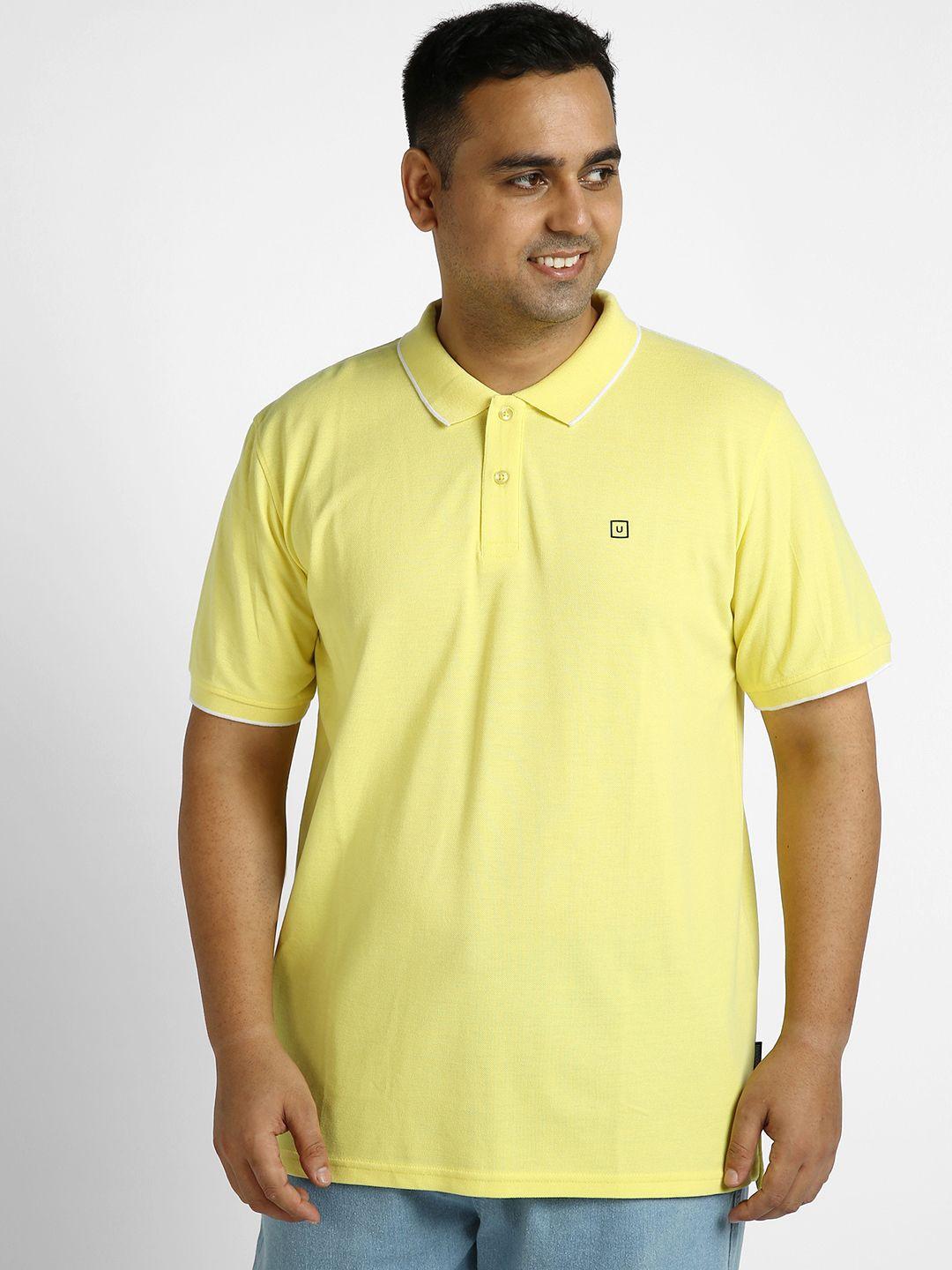 urbano plus men yellow polo collar t-shirt