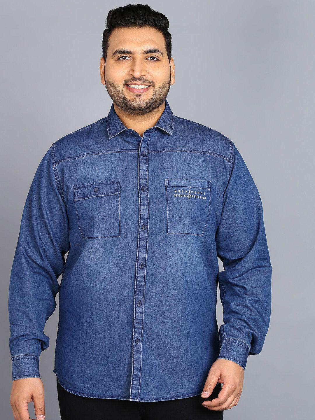 urbano plus opaque faded denim casual shirt