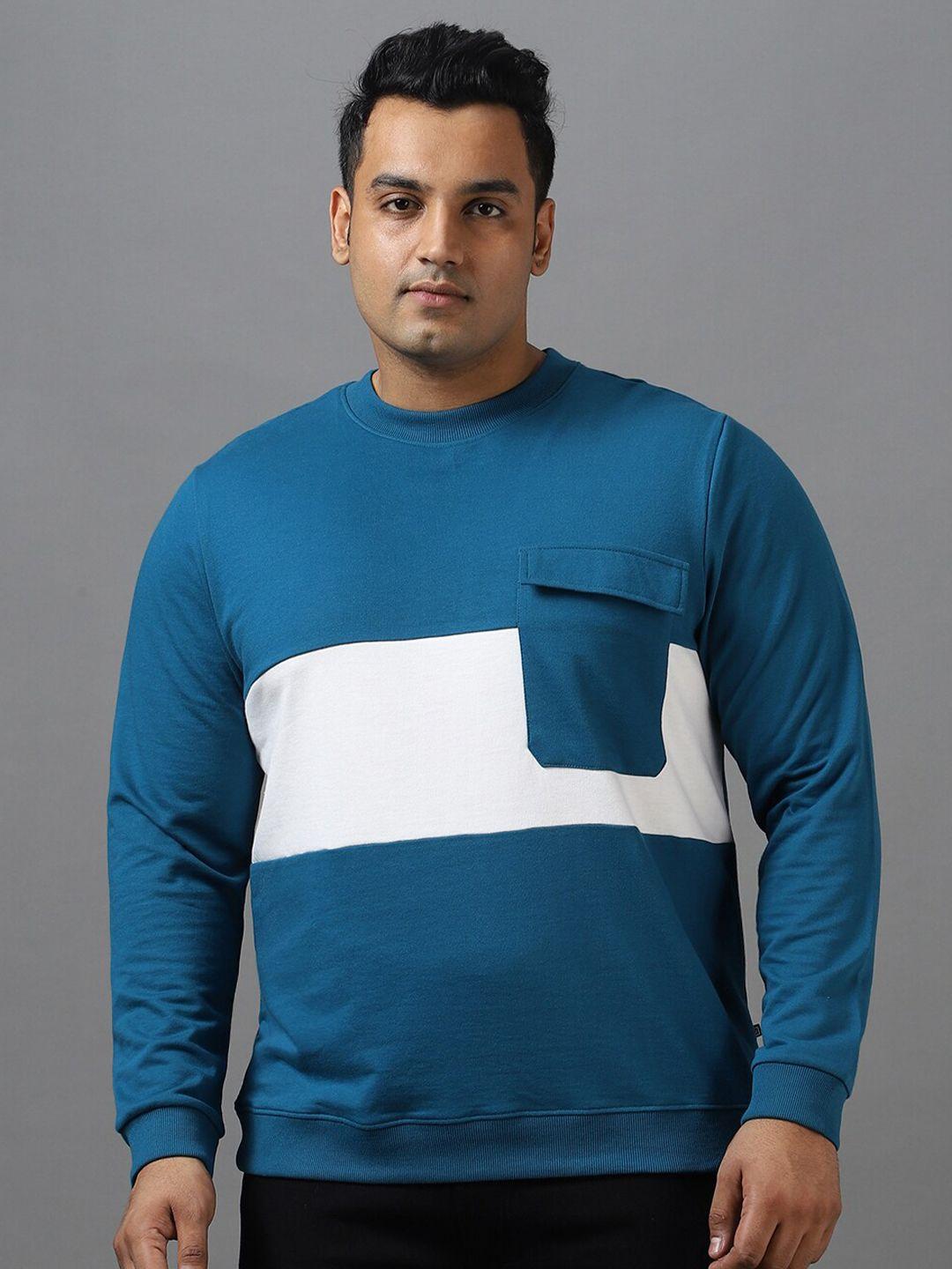 urbano plus plus size colourblocked cotton sweatshirt