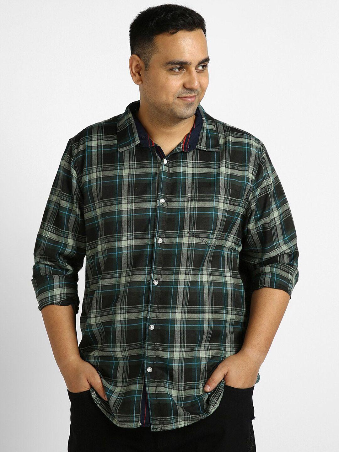 urbano plus plus size tartan checked casual shirt