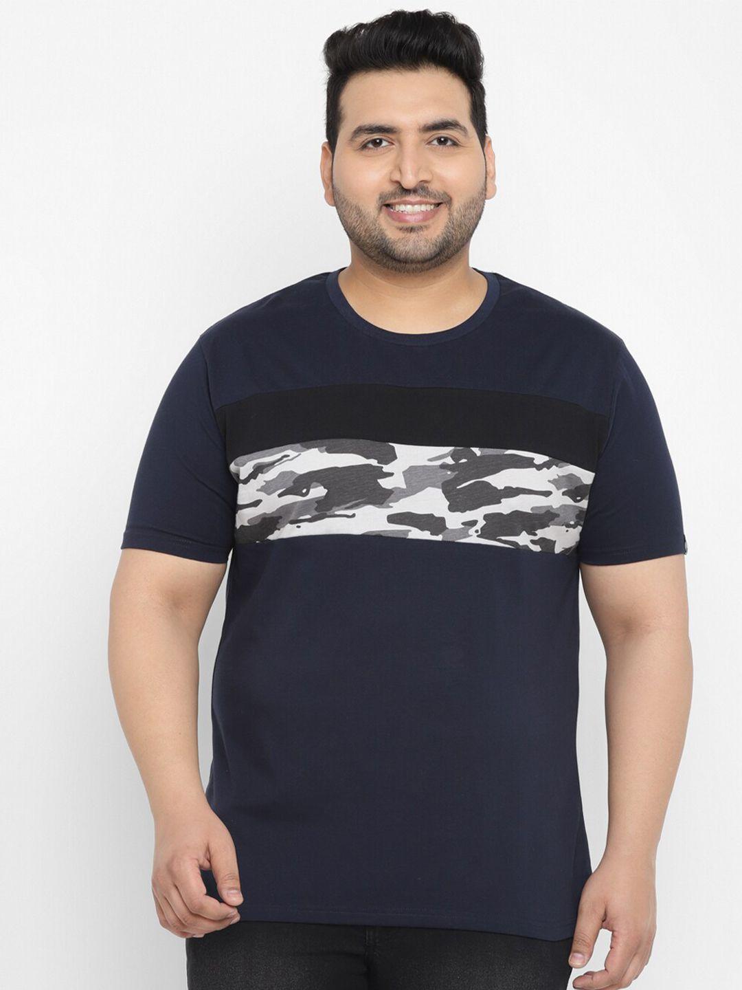 urbano plus round neck camouflage printed pure cotton t-shirt