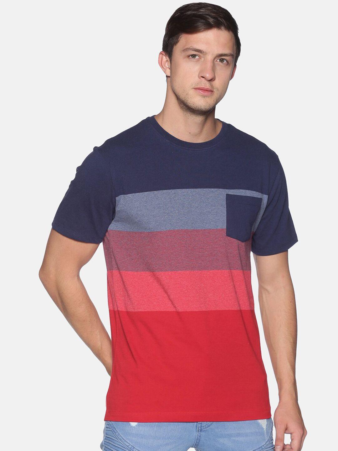 urgear men red & blue striped round neck t-shirt